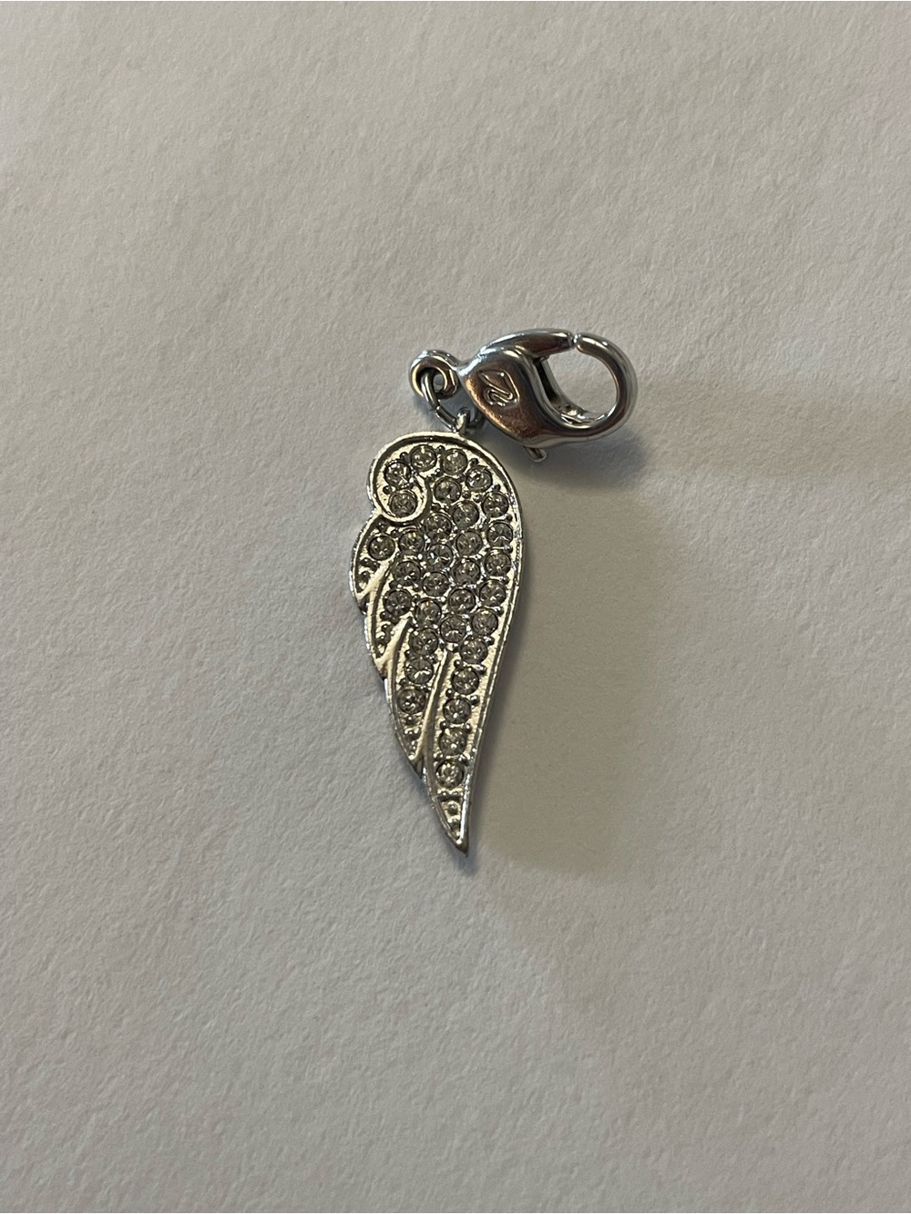 Swarovski Crystal Pavé Angel Wing Charm - Silver Tone